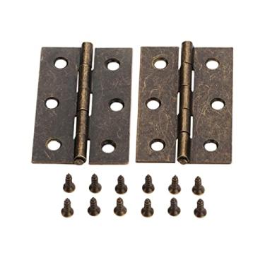 Imagem de Dobradiças 2 Pçs Porta de Armário Bagagem Móveis Dobradiça Joias Caixas de Madeira Dobradiça 6 Furos Decoração de Móveis Vintage com Parafuso (Cor: C 63x40mm)
