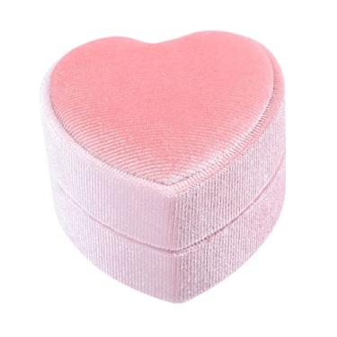 Imagem de Caixa de anel em forma de coração caixa de anel de viagem caixa de anéis em forma de coração recipientes suporte de anel de proposta organizador de joias caixa de lembrança caixa de joias recipiente