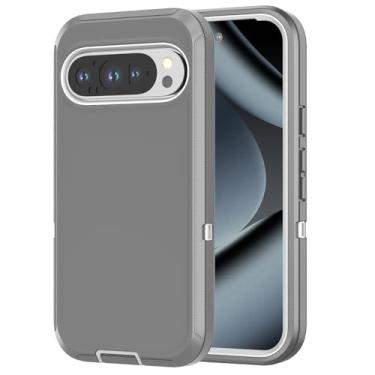 Imagem de Capa projetada para Google Pixel 9 Pro XL, [sem protetor de tela] à prova de choque/poeira/queda, proteção total de 3 camadas, capa resistente para celular para Pixel 9 Pro XL, cinza