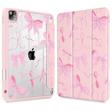 Imagem de May Chen Capa para iPad 12,9 polegadas M2 (6ª/5ª/4ª/3ª geração, 2022/2021/2020/2018), [Suporte de penceil] com suporte triplo para despertar/hibernar, capa traseira transparente de TPU (poliuretano