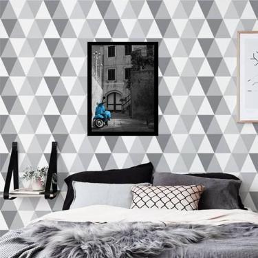 Imagem de Quadro Decorativo Fotografia Lambreta Azul 34x23Cm