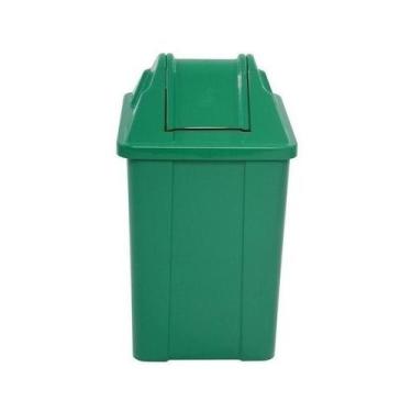 Imagem de Cesto Quadrado Com Tampa Vai E Vem 60 Litros Q60 Verde - jsn