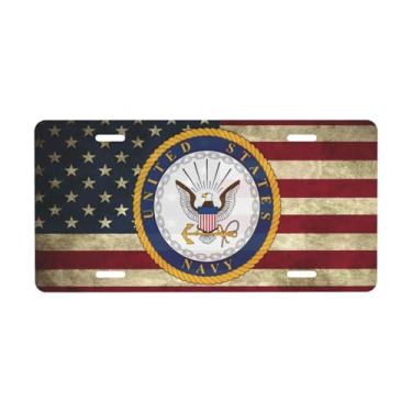 Imagem de Placa decorativa de bandeira americana envelhecida. Placa de metal para carro. Etiqueta de vaidade. Placa de licença de alumínio Noverlty impermeável Colorfast 30 × 15 cm