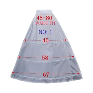 Imagem de Saia Infantil Branca A-Line Com 3 Aros E Renda Para Vestido De Dama De