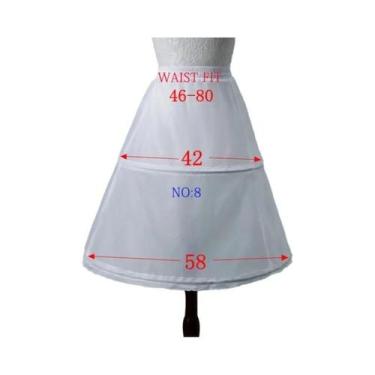 Imagem de Saia Infantil Branca A-Line Com 3 Aros E Renda Para Vestido De Dama De