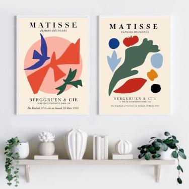 Imagem de Kit 2 Quadros Matisse Coloridos - Pássaros 33X24Cm - Vidro