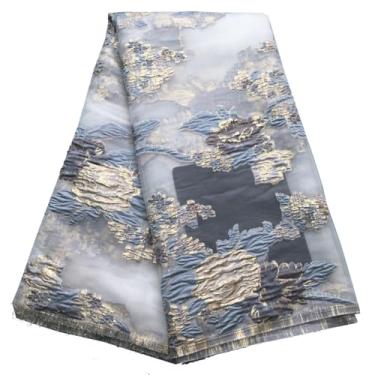 Imagem de ZhenGuiRu Tecido de renda africana 5 metros, tecido de renda jacquard bordado nigeriano para costura de festa de casamento