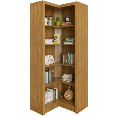 Imagem de Estante Armário De Canto Aberto P/ Escritório 5 Prateleiras Amêndoa