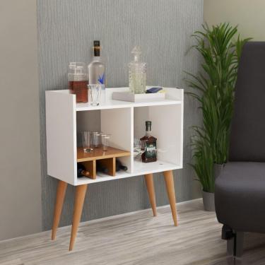 Imagem de Aparador Retrô Porta Bebidas E Decoração Sala De Estar Branco