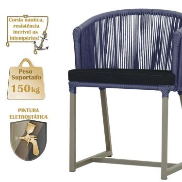 Imagem de Cadeira De Jantar Noronha Alumínio Fendi E12 Trama  Azul