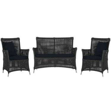 Imagem de Jogo Sofá E 2 Poltronas Igapó Alumínio Fendi E12 Trama Preto