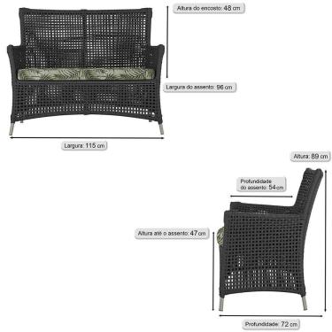 Imagem de Jogo Sofá 4 Poltronas E Mesa Igapó Fendi E5 Trama Original Preto