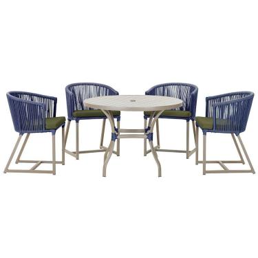 Imagem de Mesa Com 4 Cadeiras E Noronha Estofado 13 Trama Original Azul