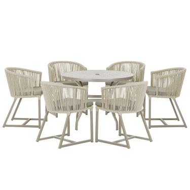 Imagem de Mesa E 6 Cadeiras De Jantar Noronha Fendi E8 Trama  Rami