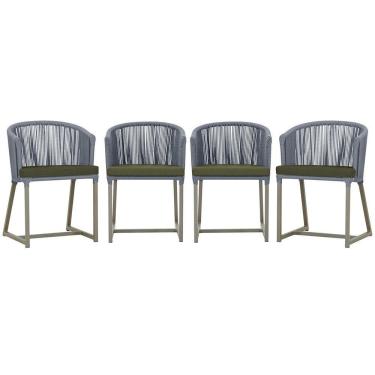 Imagem de 4 Cadeiras De Jantar Noronha Fendi Corda Náutica E13 Trama Prata