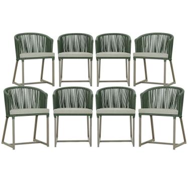 Imagem de 8 Cadeiras De Jantar área Noronha Fendi E3 Trama Original Verde