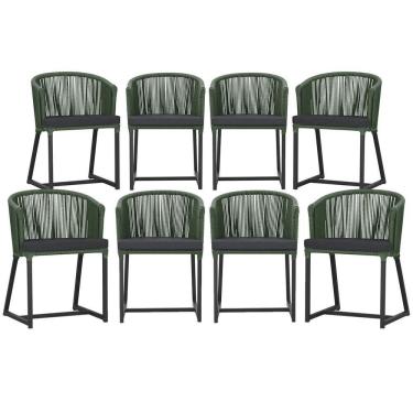 Imagem de 8 Cadeiras De Jantar área Noronha Preta E11 Trama Original Verde