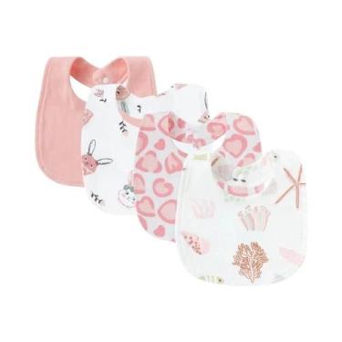 Imagem de Babadores De Algodão Dupla Camada Para Bebês, Conjunto Com 4 Peças, Es