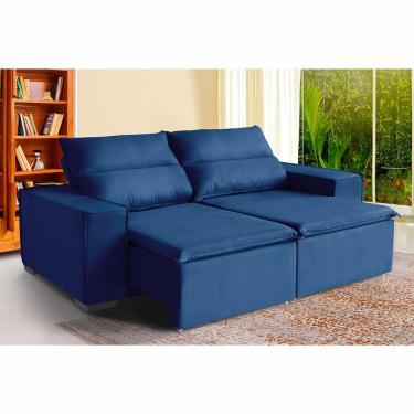 Imagem de Sofá Paris 2 Lugares 1,60cm Retrátil E Reclinável - De Casa Décor E Estofados Azul