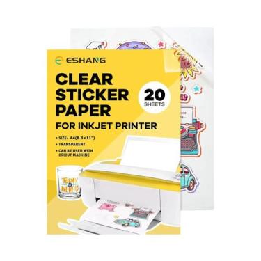 Imagem de Papel Adesivo Vinílico Transparente A4 Para Impressão, 20 Folhas, 8.3 