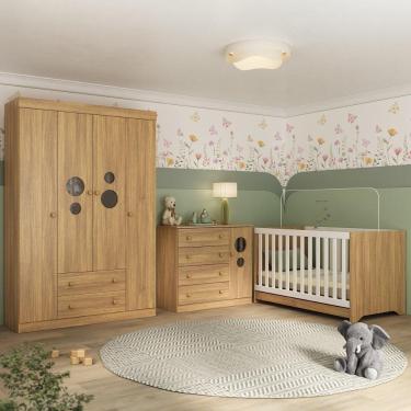 Imagem de Quarto De Bebê Completo Com Berço Americano 3 Em 1 Pirulito Multimóveis MP4613 Madeirado