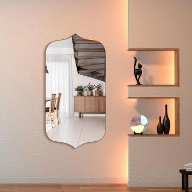 Imagem de Espelho Grande Pinterest Retrô Corpo Inteiro 110x60cm Borda em Couro 3