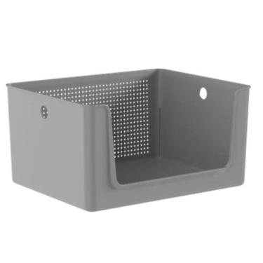Imagem de Cesto Organizador Com Tampa E Abertura Frontal Flow 16L Cinza - Ou