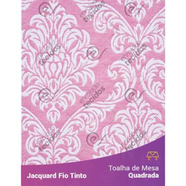 Imagem de Toalha de Mesa Quadrada em Tecido Jacquard Rosa Bebê e Branco Medalhão