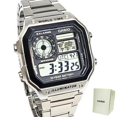 Imagem de Relógio Masculino Casio Multifunção Horário Mundial AE-1200WHD-1AVDF