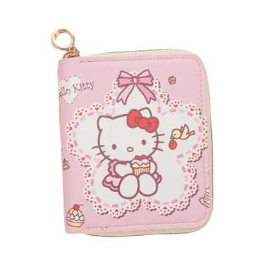 Imagem de Carteira de Moedas Kawaii Sanrio Hello Kitty, Bolsa de Couro PU Dobráv