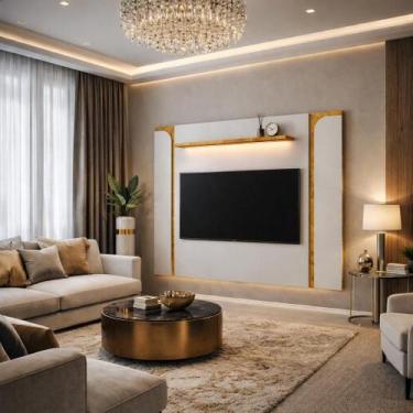 Imagem de Painel Para Sala Estar TV Até 75 Polegadas 180cm Com Prateleira Suspen