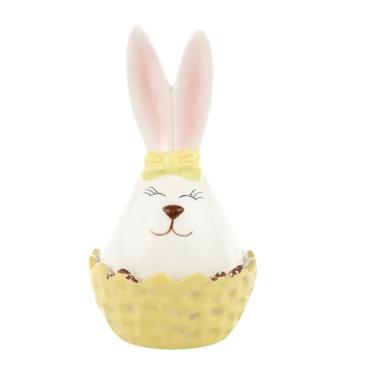 Imagem de Coelho Da Pascoa Pote Amarelo Cerâmica Rainbow 13cm 1Un