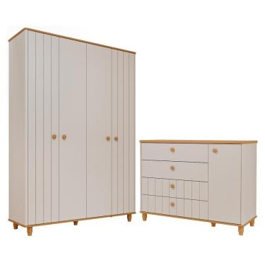 Imagem de Jogo de Quarto Infantil Cupcake Guarda Roupa e Cômoda 1 Porta - Permóbili Baby