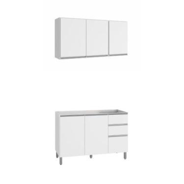 Imagem de Cozinha Compacta Balcão Para Pia/Cuba E Armário Aéreo Triplo - POLIMAN