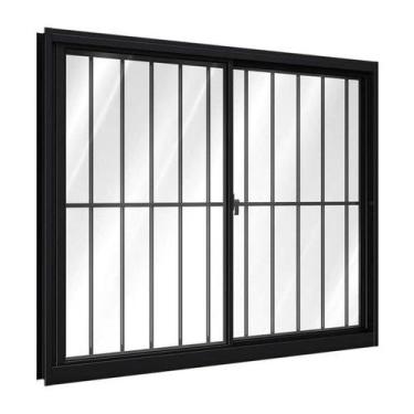 Imagem de Janela de Alumínio de Correr Lateral Com Grade 2 Folhas Móveis 100x120