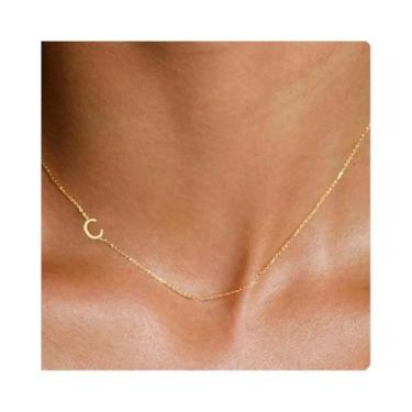Imagem de Colar Feminino Minimalista Com Pingente De Letra Inicial Em Aço Inoxid