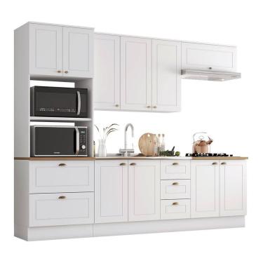 Imagem de Cozinha Completa 5 Peças Americana com Torre Quente 2 Fornos e Balcão 120cm sem Tampo - Móveis Henn