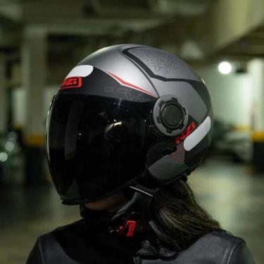Imagem de Capacete Moto NZI Ringway Duo Xtrainer Cinza/Vermelho Fosco - 58