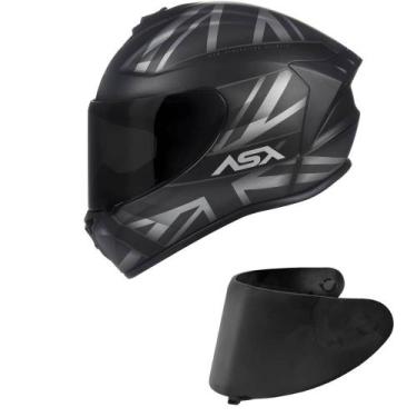Imagem de Capacete ASX Draken UK Preto e Cinza Fosco Mais Viseira Fumê, 58
