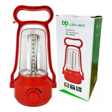 Imagem de Lampião LED Portátil 8W Recarregável 45 LEDs DP-7044C Vermelho Alça Ca