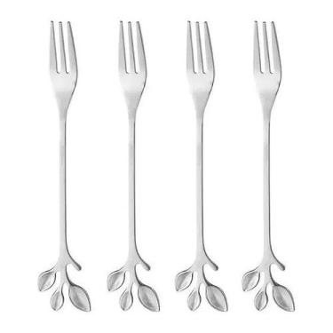 Imagem de Conjunto 4 Garfos de Aço Inox Aperitivo Leaves Prata - Wolff