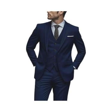 Imagem de Conjunto De Terno Masculino Fashionável De 3 Peças, Jaqueta, Colete E 