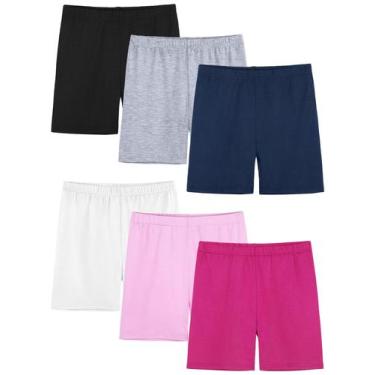 Imagem de FEOEOR Shorts Ciclistas para Meninas 6 Unidades Cós Elástico 10-12 Ano