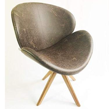 Imagem de Poltrona Decorativa VANCOUVER nobuk marrom base madeira maciça - Poltronas do Sul