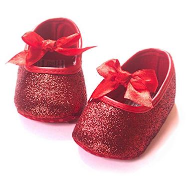 Imagem de OAISNIT Sapatos para bebês meninas Mary Jane Sapatilhas Antiderrapantes Princesa Vestido de casamento infantil menina macio leve berço sapatos, C-red, 12-18 Months Toddler