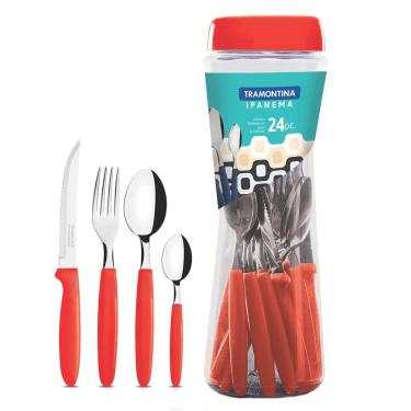 Imagem de Faqueiro Tramontina em Aço Inox e Polipropileno Ipanema - 24 Peças!