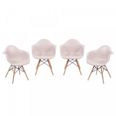 Imagem de Kit 4 Poltronas/Cadeiras Com Braço Base Madeira Dkr OR Design Cinza