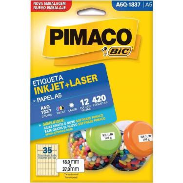 Imagem de Etiqueta A5 A5Q-1837 12 Fls 18,0 X 37,0 Mm - Pimaco Ct/420