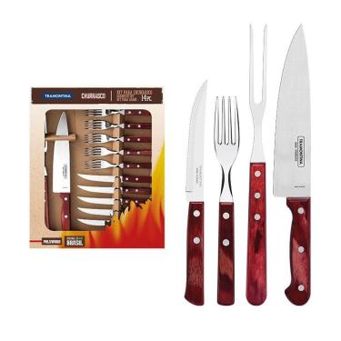 Imagem de Kit Churrasco 14 Peças Tramontina Churrasco 21199789 Vermelho