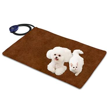 Imagem de Almofada de aquecimento para animais de estimação almofada de calor elétrica para cães com temporizador almofada de aquecimento à prova d'água para cães temporizador e 7 temperaturas ajustáveis (25-55 ℃) tapete de gato aquecido para animais de estimação com cabo antimastigação, marrom, 50x50 cm